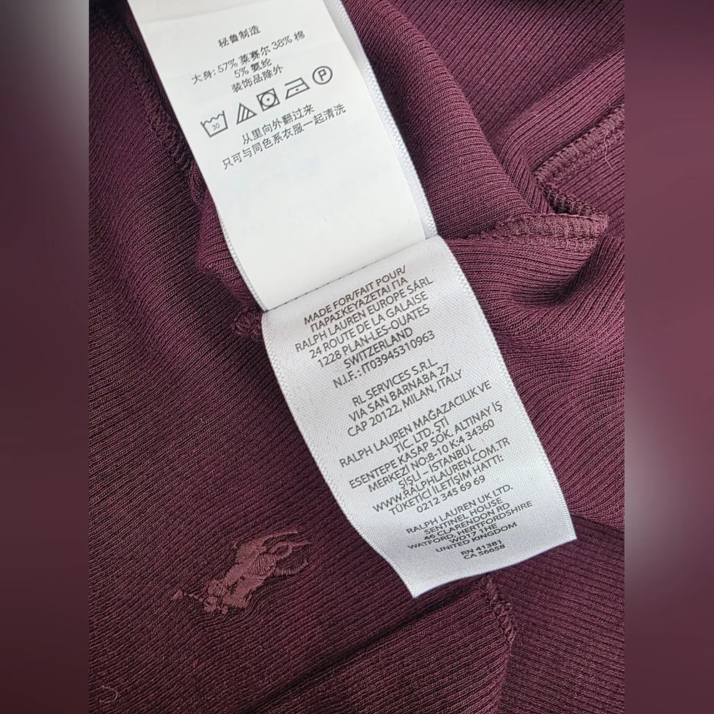 Polo Ralph Lauren Plum Stretch Blend Ribbed Turtleneck Women's Size Large - Picture 7 of 9